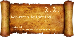 Kapuszta Krisztina névjegykártya